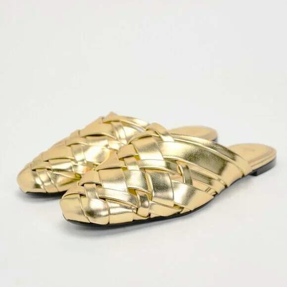 BOTTEGA INSPIRED!!! RARE! ZARA Metallic Slip-Ons NWT - Picture 11 of 13